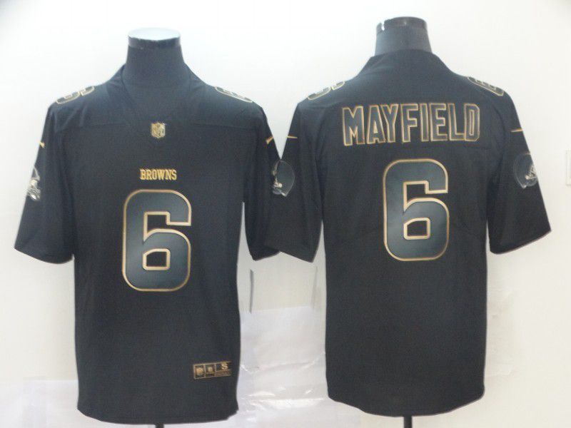 Men Cleveland Browns 6 Mayfield Nike Vapor Limited Black Golden NFL Jerseys
